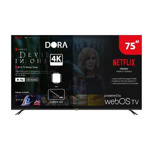 تلفزيون دورا 75 بوصة 4K HDR سمارت إل إى دى مع نظام...