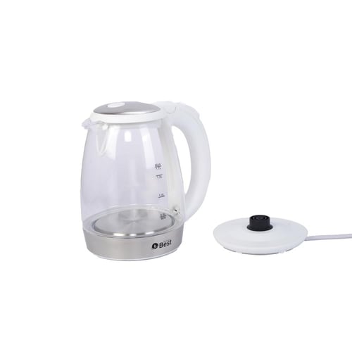 غلاية ماء تكنو بيست زجاج مع قاعدة استيل 1.7 لتر لو...