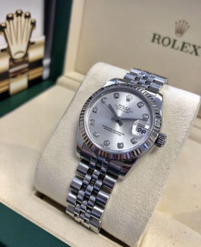 رولكس 28 ملم ميناء فضي