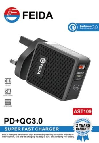 فيش كهرباء من فيدا 30 واط مخرجين تايب سي ويو اس بي...