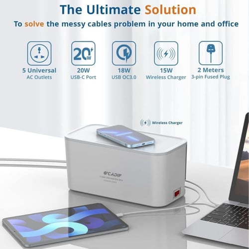 صندوق تنظيم الطاقة وكابيلات الشحن ب 8 مقابس شحن وش...