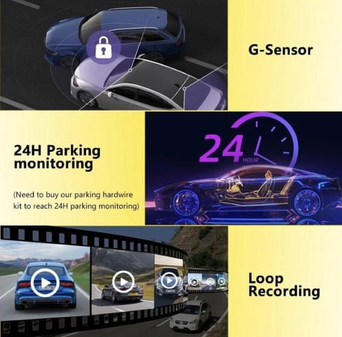 داش كام للسيارة 4K ثلاثية العدسات امامي خلفي داخلي...