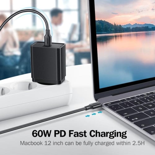 سلك شاحن يوجرين من USB-C إلى USB-C بطول 3م - أسود...