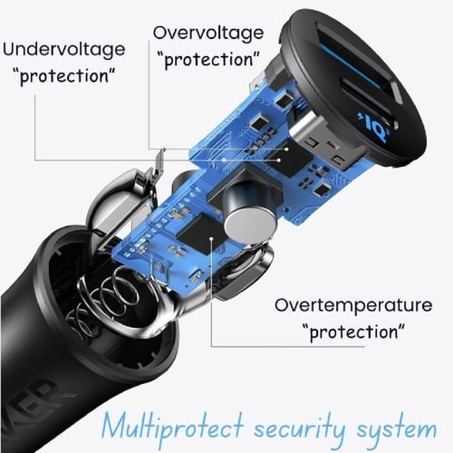انكر - شاحن سيارة مدمج بقوة 30 واط كيبل لايتنينق ت...