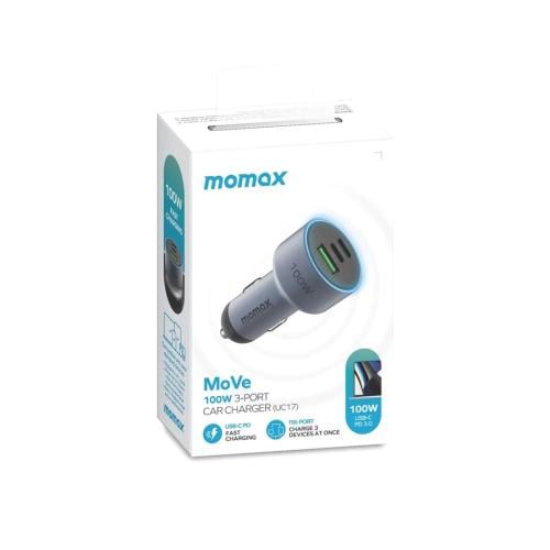 شاحن سيارة موماكس بثلاث منافذ منفذ USB ومنفذين USB...