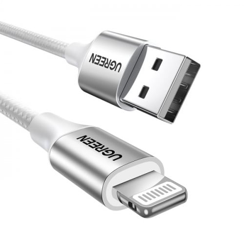 كابل يوجرين من USB إلى آيفون مضفر بطول 1 م (فضي) م...