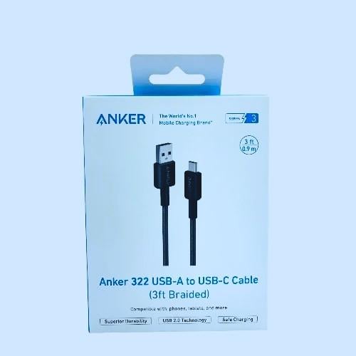 كيبل USB الى Tybe-C قماش من انكر بقوة بطول 900 سم...