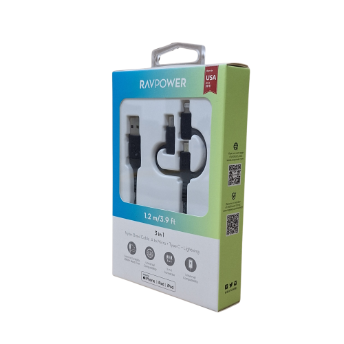 كيبل متعدد الاستخدام اسود 1,2متر راف باور