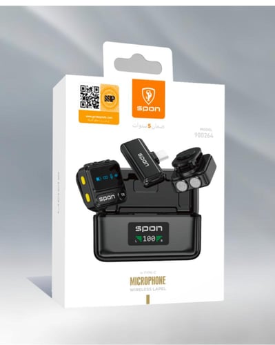 بوكس 2 ميكروفون لاسلكي من سبون مع ضمان 5 سنوات
