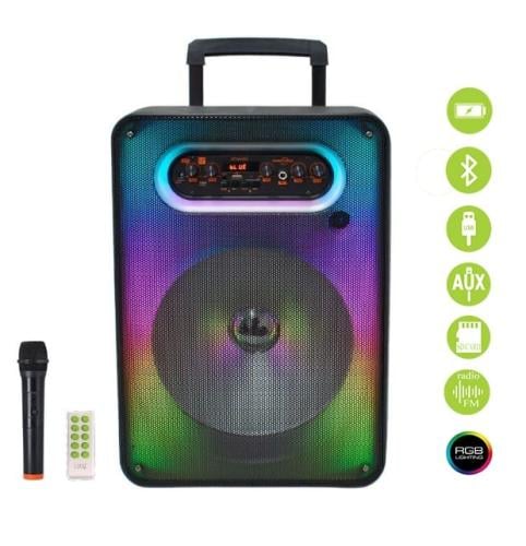 مكبر صوت مسرحي مع ميكرفون يعمل بالبلوتوث والذاكرة...