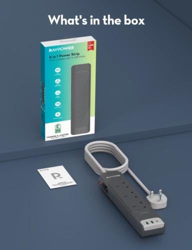 توصيلة راف باور 3 منافذ طاقة ومنفذين USB-A ومنفذ U...