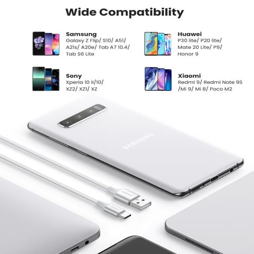 كابل يوجرين من USB إلى USB-C مضفر بطول 2 م (أبيض)