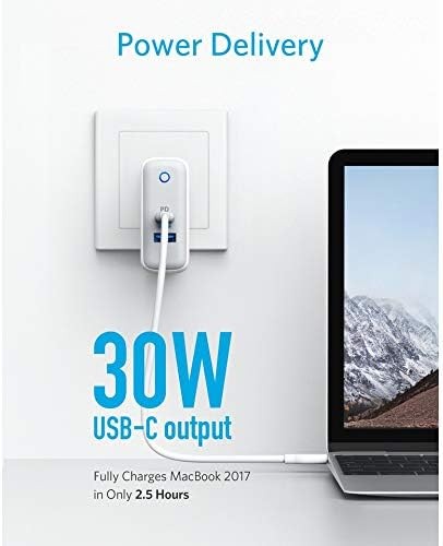 شاحن جداري من انكر بقوة بمنفذ يو اس بي ومنفذ بي دي