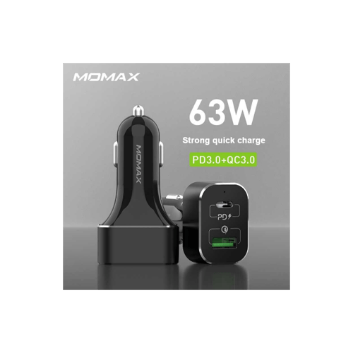 شاحن سيارة موماكس 45 واط بتقنية ال PD مخرجين لون ا...