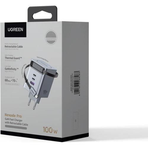 شاحن جداري يوجرين Nexode Pro بتقنية GaN وسلك قابل...
