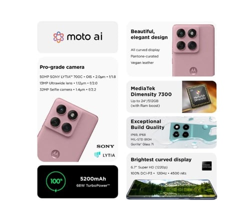 جوال موتورولا - motorola edge 60 FUSION 5G - 256GB...