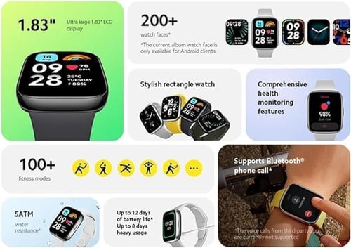 ساعة من شاومي Redmi Watch 5 Active شاشة LCD 1,83 ب...