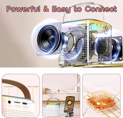 مكبر صوت كاريوكي محمول يعمل بالبلوتوث مع ميكروفوني...