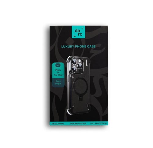 دارك - جراب جلد لهاتف الايفون 15 مقاوم للصدمات ازر...