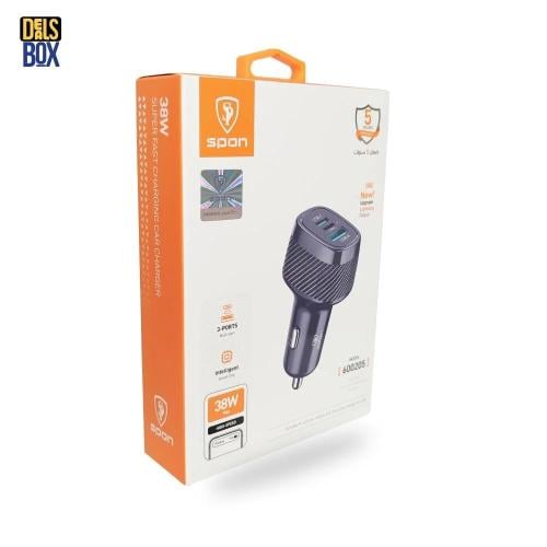 شاحن سيارة PD بقوة (38W) وباتي ب 3 مخارج مختلفة من...