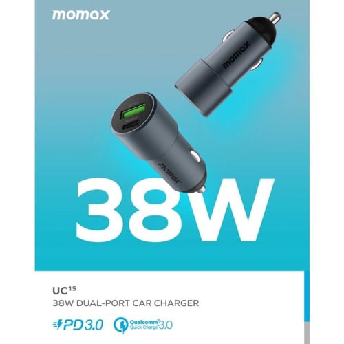 شاحن سيارة موماكس UC15E بمنفذ PD 20 واط ومنفذ USB...