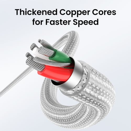 كابل يوجرين من USB-C إلى آيفون مضفر بطول 2 م (فضي)