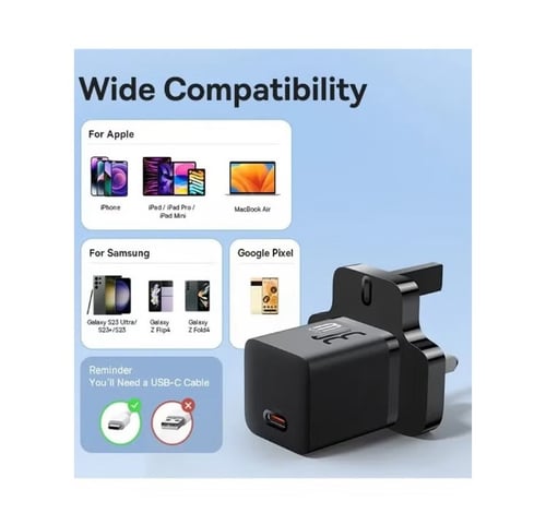 فيش جداري GaN5 ميني من بيسوس 30 واط Type C