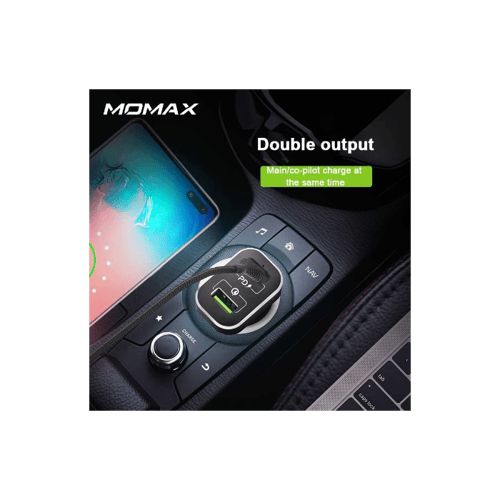 شاحن سيارة موماكس 45 واط بتقنية ال PD مخرجين لون ا...