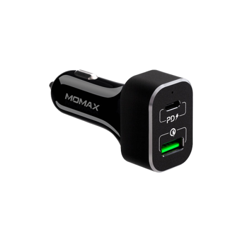 شاحن سيارة موماكس 45 واط بتقنية ال PD مخرجين لون ا...