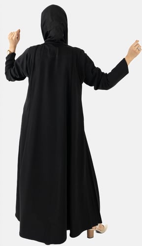 عبايه كريب كسرات اماميه - اسود