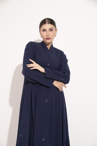 عباية دبل كلوش مطرز كحلي