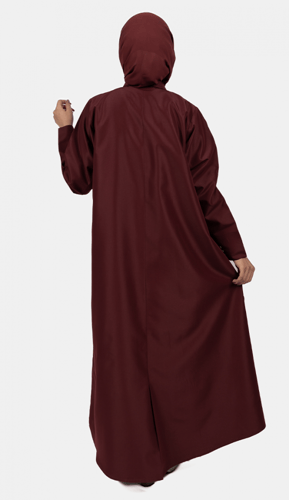 عبايه بالطو كتان - عنابي