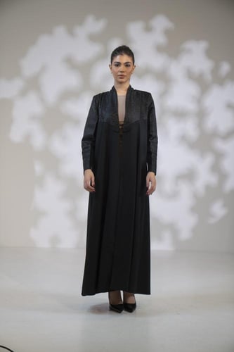 عباية كتان اسود الصدر تفتة قصة مثلث اسود