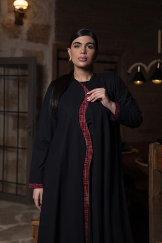 عباية جوخ كحلي الامام دائري بقطعة قطن مشجر