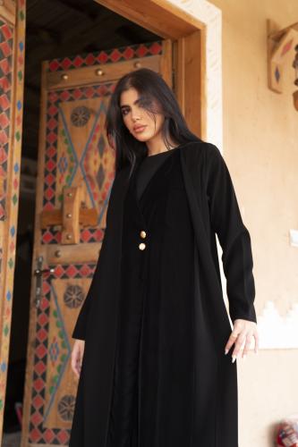 عبايه كريب مخمل ساده اسود