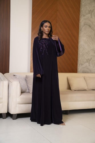 جلابية مخمل موف شك الكتف والاسوره