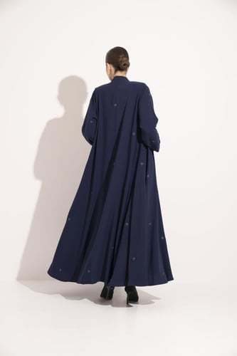 عباية دبل كلوش مطرز كحلي