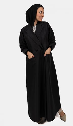 عبايه بالطو كتان - اسود