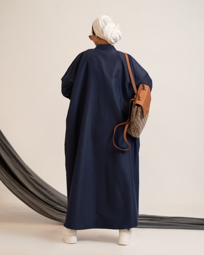 عباية سفر كتان اوفر سايز - كحلي