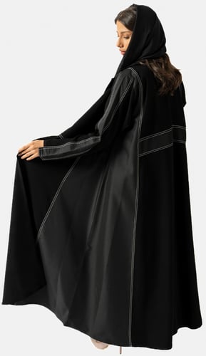 عبايه كريب وكتان دقه مكينه - اسود