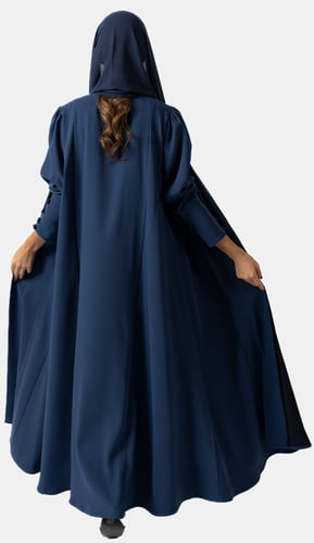 عبايه ياقه طويل كريب - كحلي