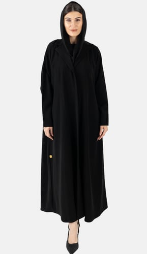 عبايه بالطو كريب - اسود