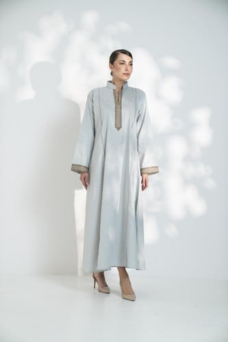 جلابية قطن مشجر كوله وكلفه ع الصدر سماوي