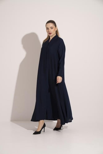 عباية دبل كلوش تطريز الياقة والكم كحلي