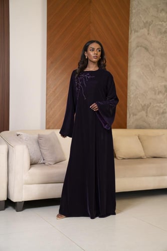 جلابية مخمل موف شك الكتف والاسوره