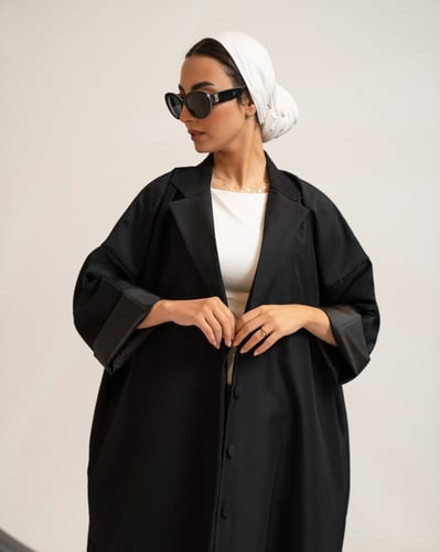 عباية سفر كتان اوفر سايز - اسود