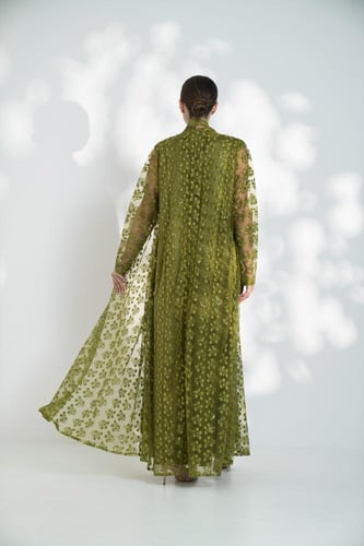 جلابية تل مطرز بفستان كوله اخضر