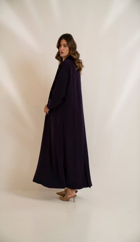 عبايه كريب ياقه قلاب- موف