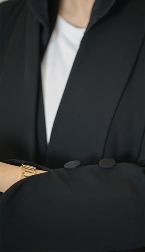 عبايه كريب كسرتين ورا اكمام ازرار - اسود