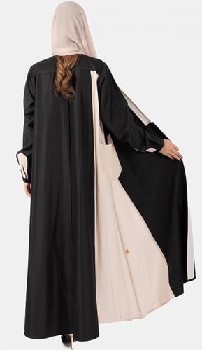 عبايه كتان لنن - اسود بيج